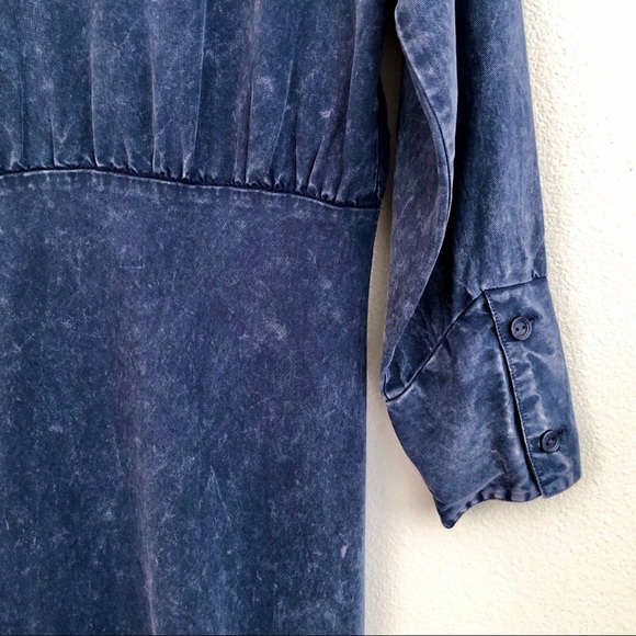 YOUNG FABULOUS & BROKE Carling Ruched Stone Wash Shirt Dress in Blue - Picture 9 of 11